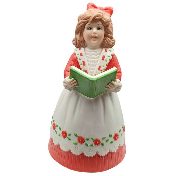 Vintage 1992 Marjorie Sarnat Christmas Caroler Girl Bell Figurine - Picture 1 of 4